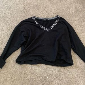 Forever 21 cropped black “Lounging” sweatshirt